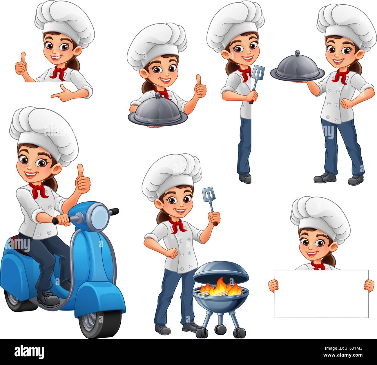 Cartoon Chef Character Set Poses Illustration Stock Vector