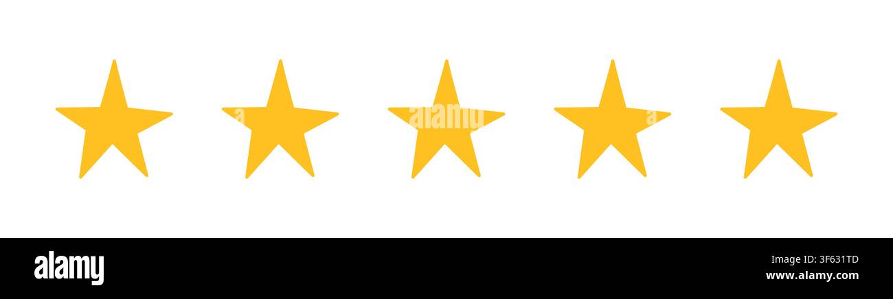 Five star rating set of elements. Yellow simple color elements. Stock Vector
