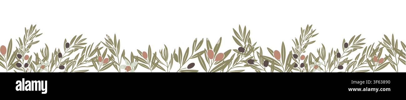 Olive branches border frame isolated on white Stock Vector
