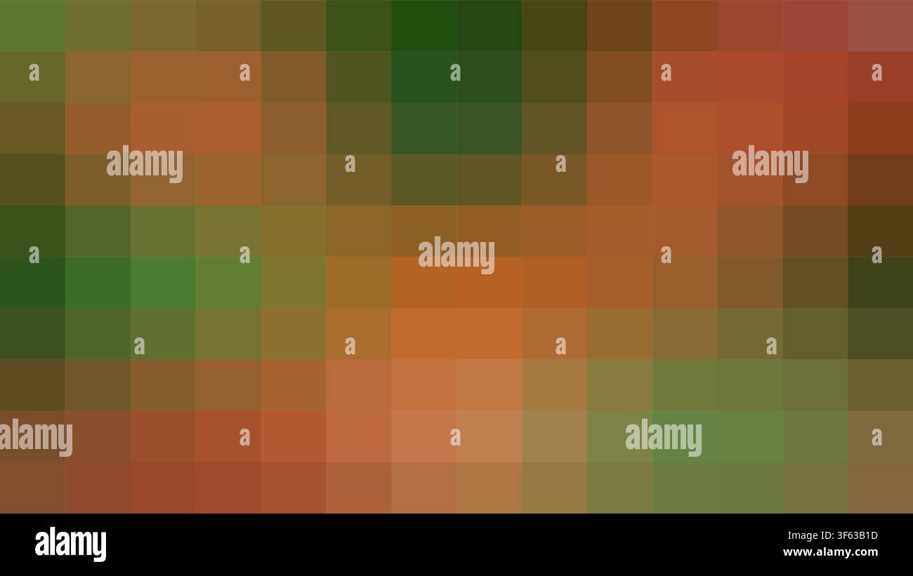 Abstract Pixelated Mosaic Pattern with Orange and Forest Green Tones, Pixel Art Vector Background Stock Vector