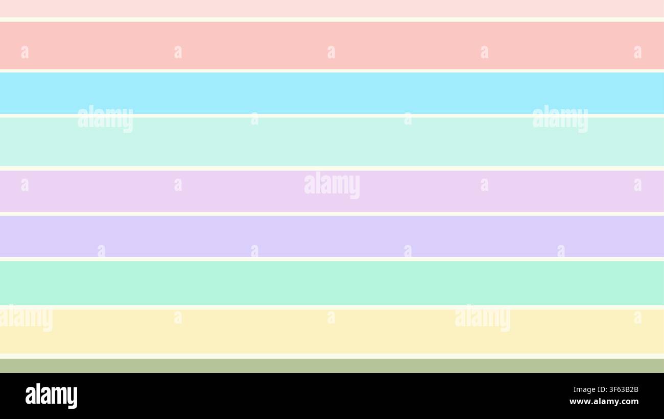 Abstract Horizontal Stripe Pattern with Soft Rainbow Pastel Tones, Minimalist Parallel Lines Vector Background Stock Vector