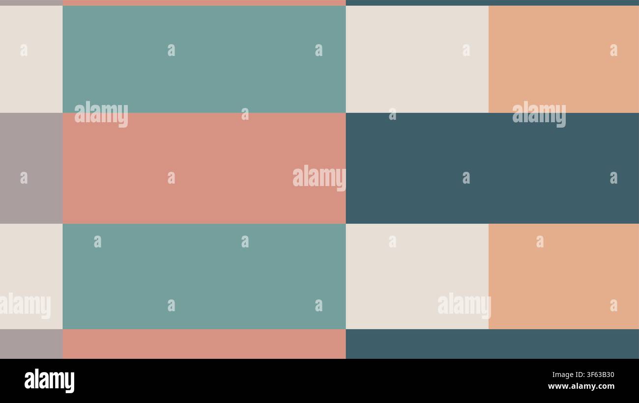 Abstract Geometric Color Block Pattern with Rectangular Grid, Minimalist Muted Tone Vector Background Stock Vector