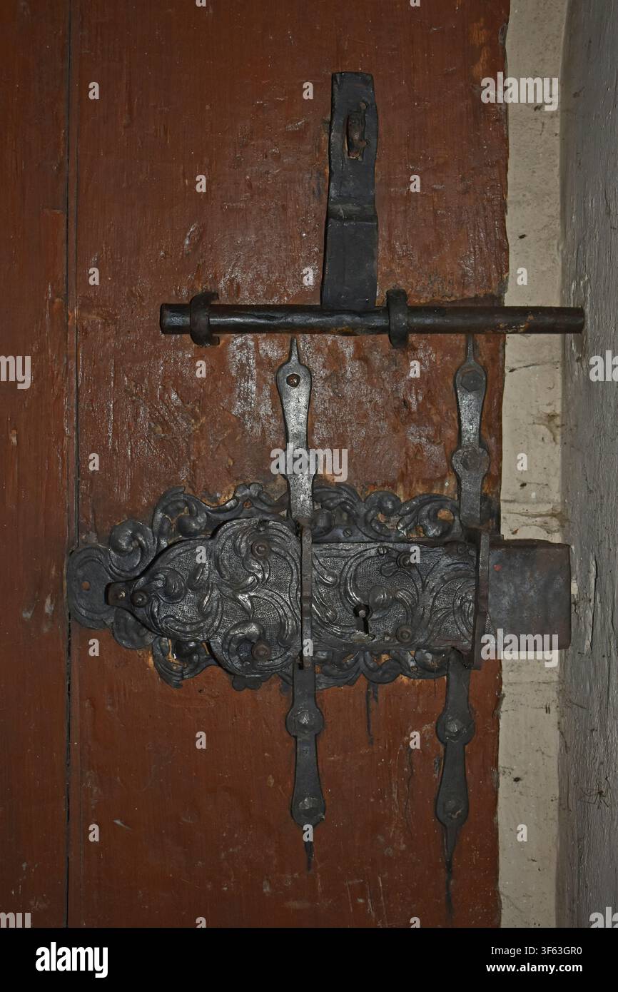 Lock and latch on a historic door Stock Photo