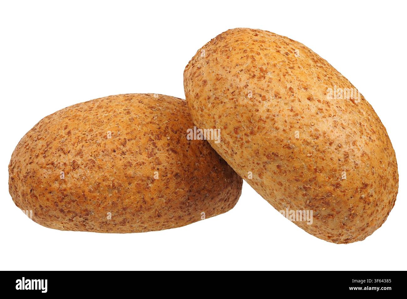 Two bread rolls isolated on white background Stock Photo