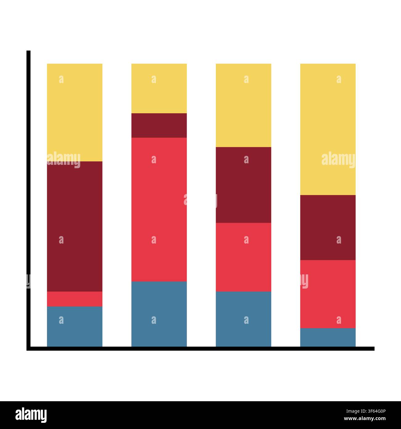 Stacked Bar Chart Illustration for Category Composition and Data Comparison Stock Vector