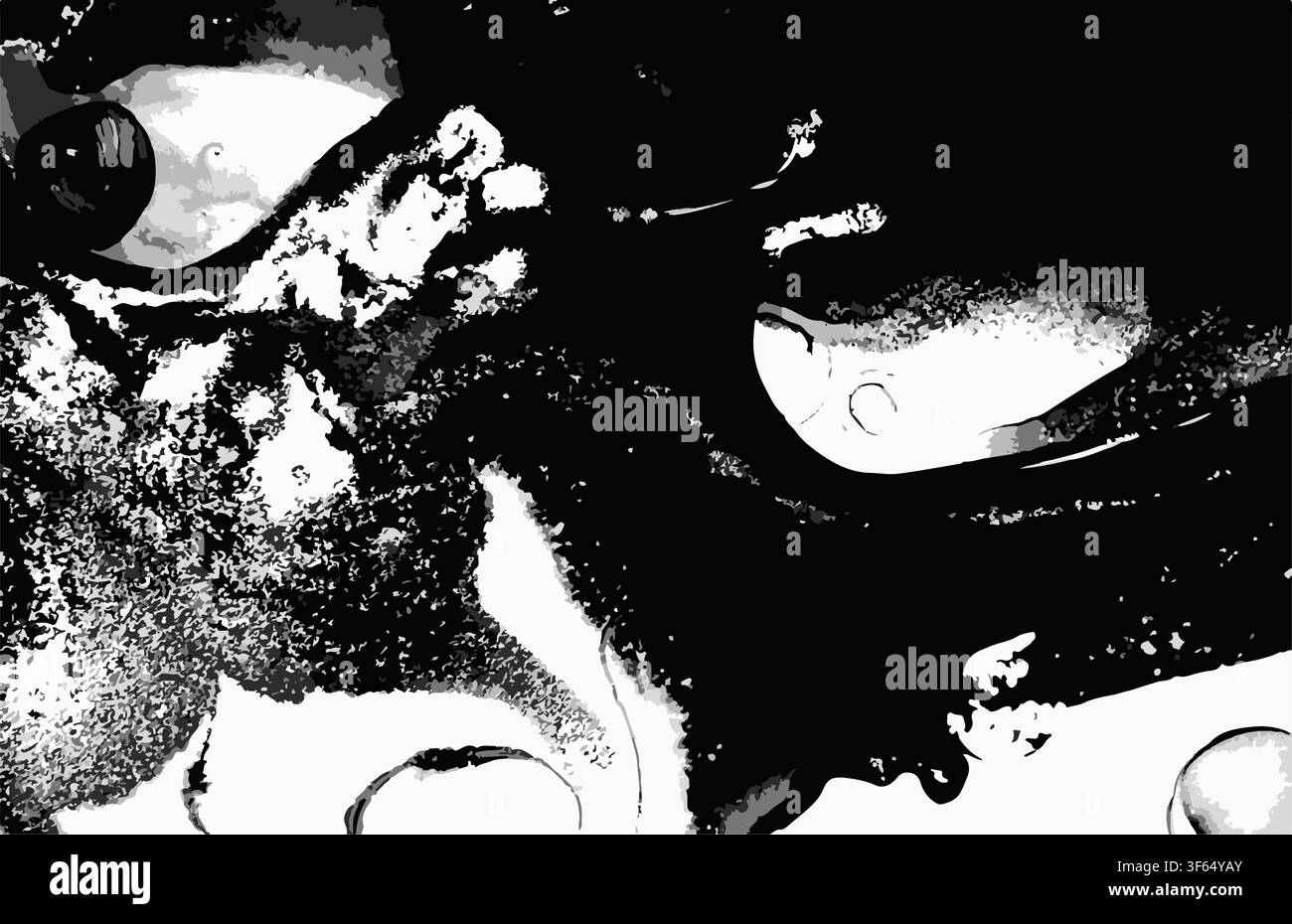 Hand Drawn Ink Marble Black and White Grunge Vector Texture. Stock Vector