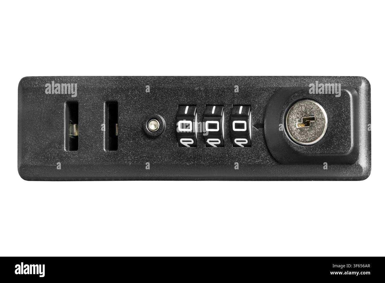 Suitcase security combination lock panel isolated over white Stock Photo