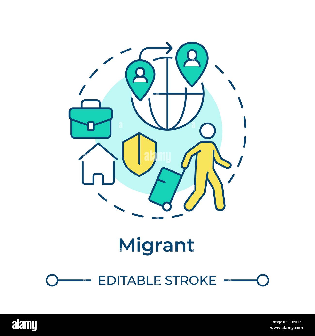 Migrant multi color concept icon Stock Vector