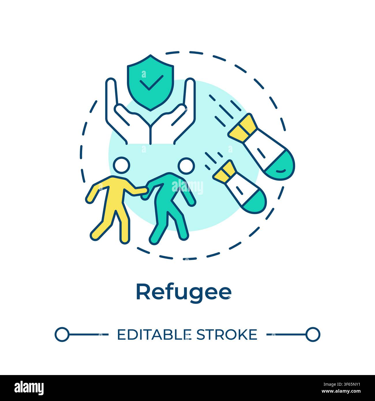 Refugee multi color concept icon Stock Vector