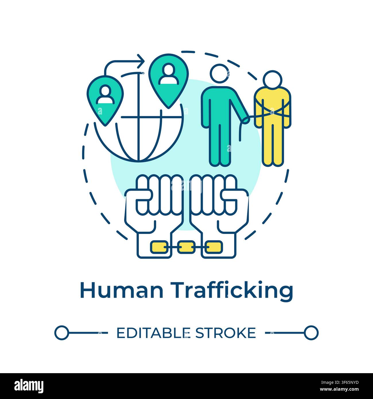 Human trafficking multi color concept icon Stock Vector