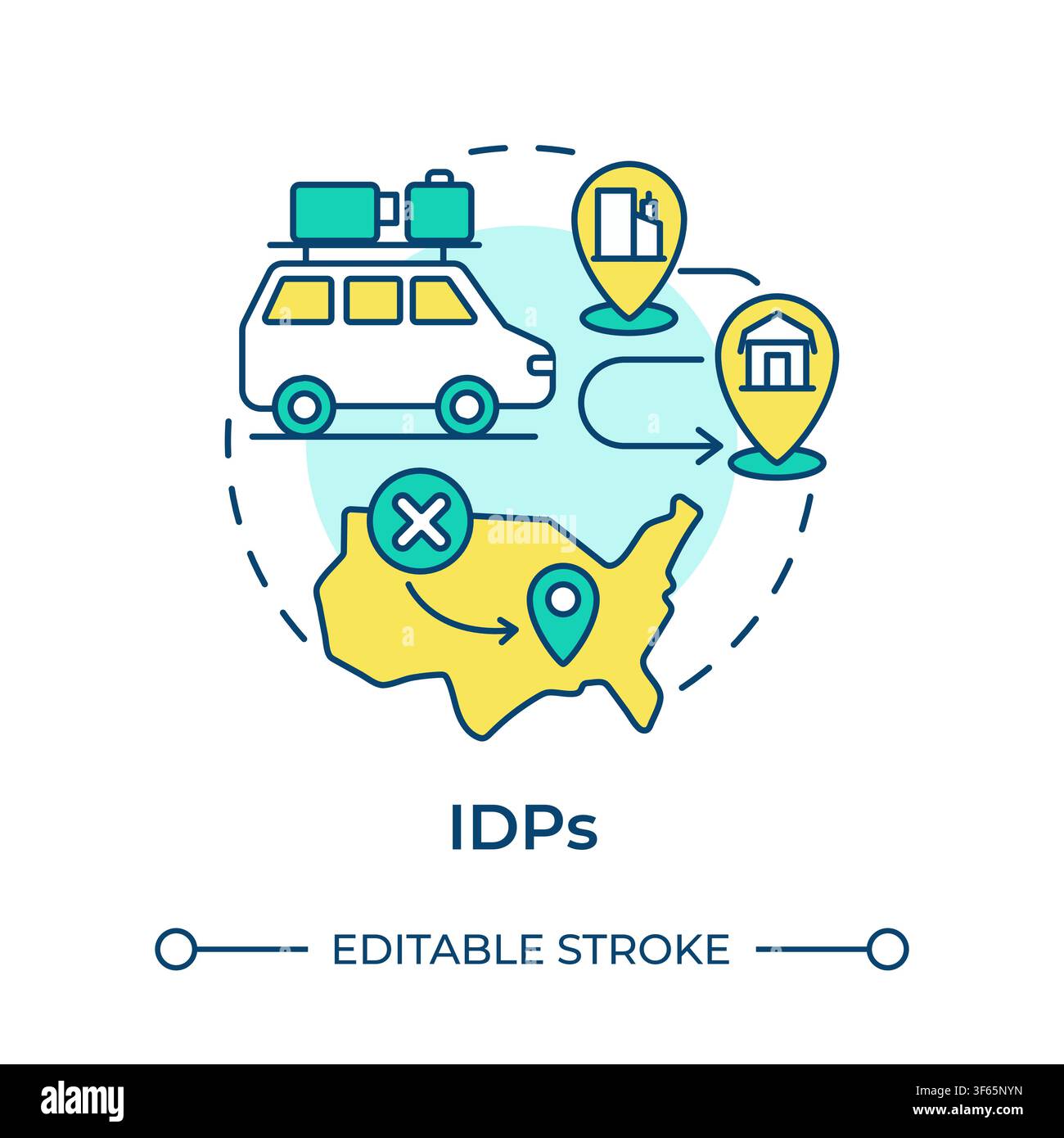 IDPs multi color concept icon Stock Vector
