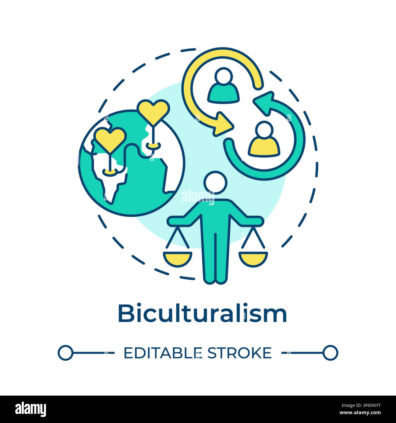 Biculturalism multi color concept icon Stock Vector