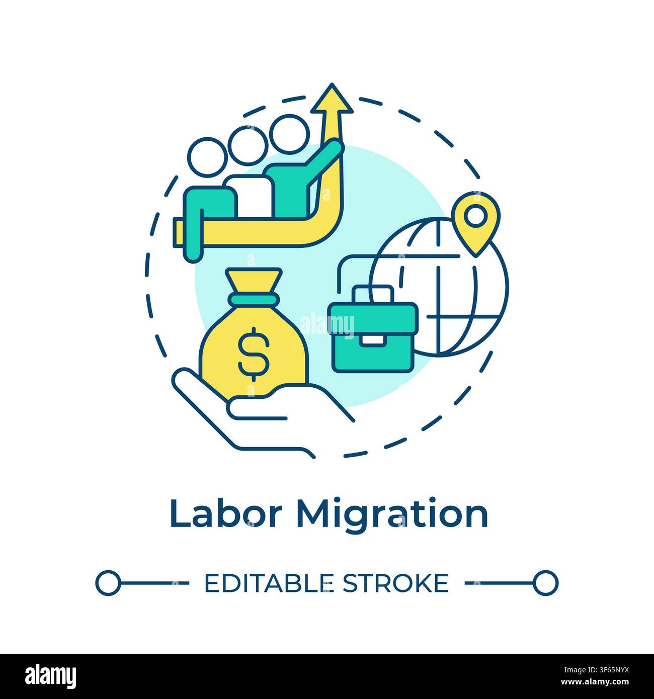 Labor migration multi color concept icon Stock Vector
