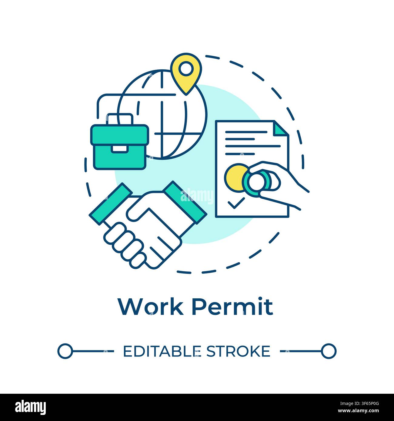 Work permit multi color concept icon Stock Vector