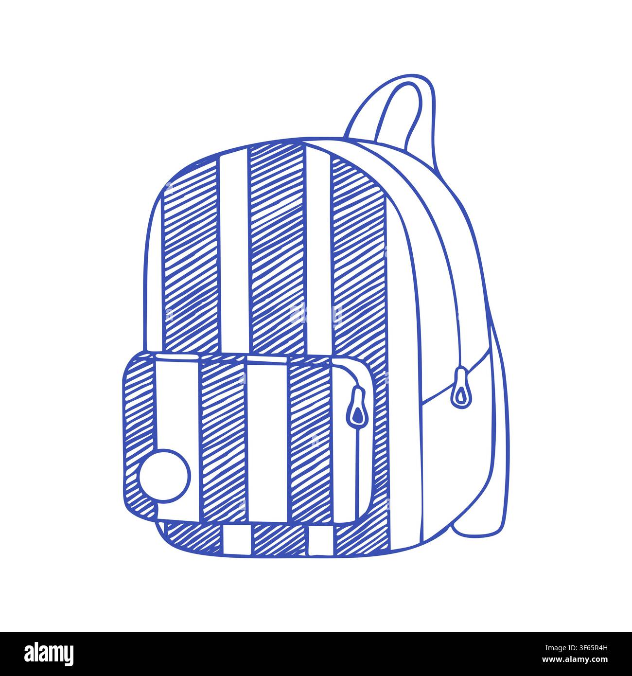 Blue ballpoint pen striped backpack sketch Stock Vector