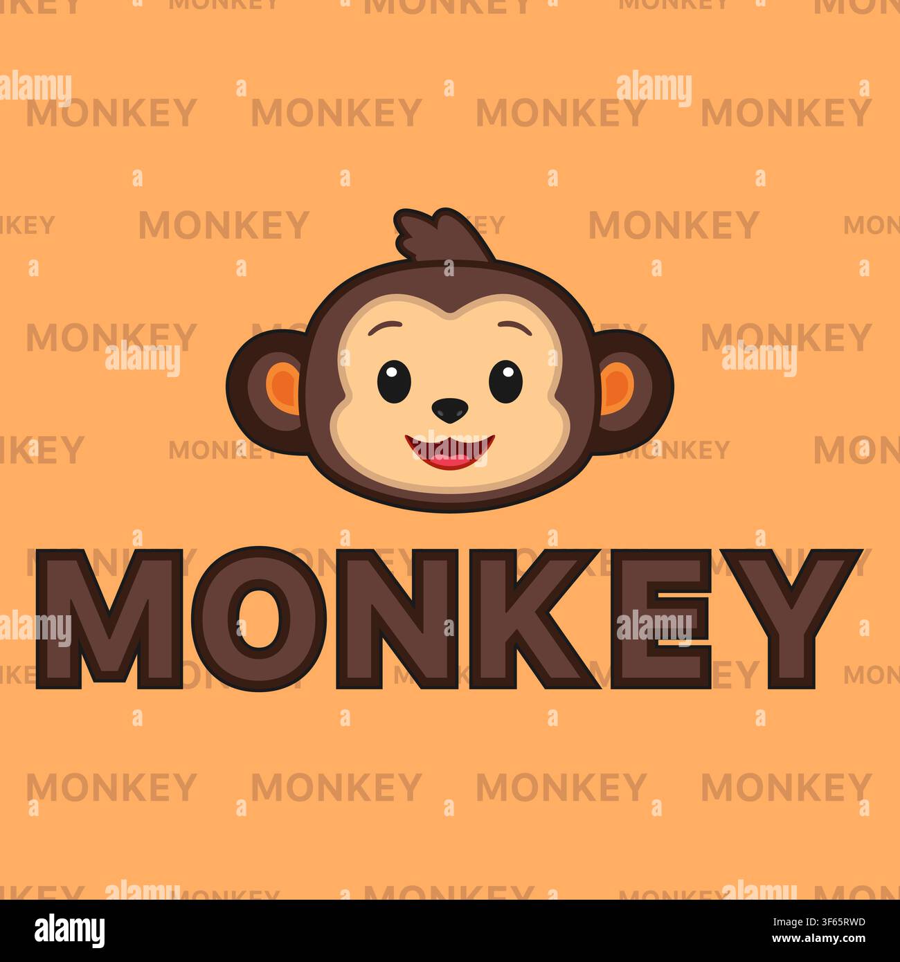 Vector logo of a monkey head with text on a patterned background Stock Vector