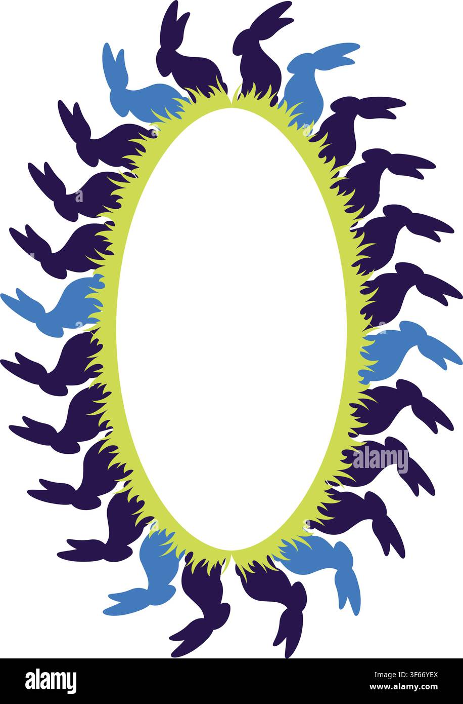 Easter bunny empty frame. Easter rabbit template. Spring Easter bunny rabbit silhouette Stock Vector