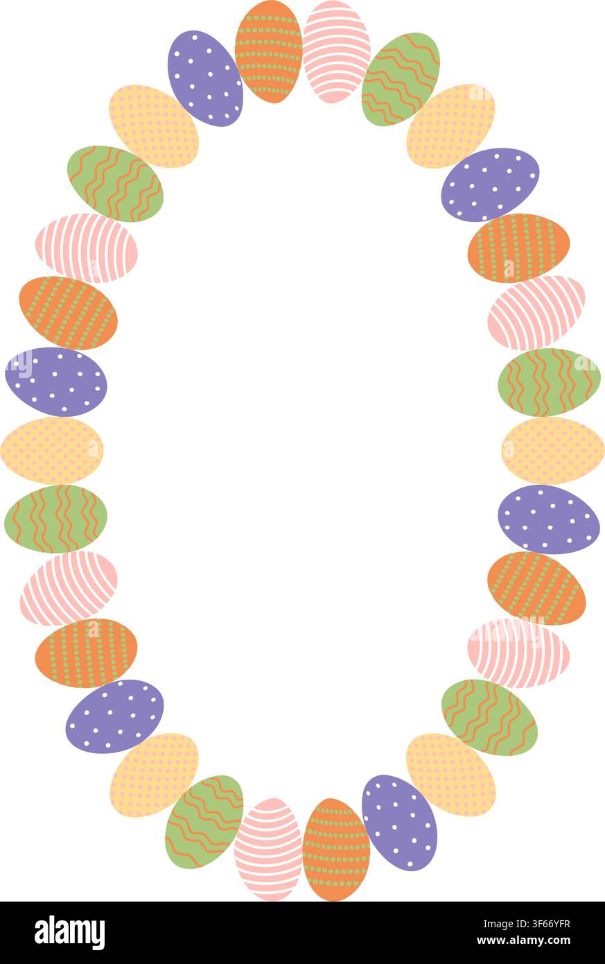 Painted Easter eggs frame with empty space. Copy space on transparent background. Easter egg hunt Stock Vector