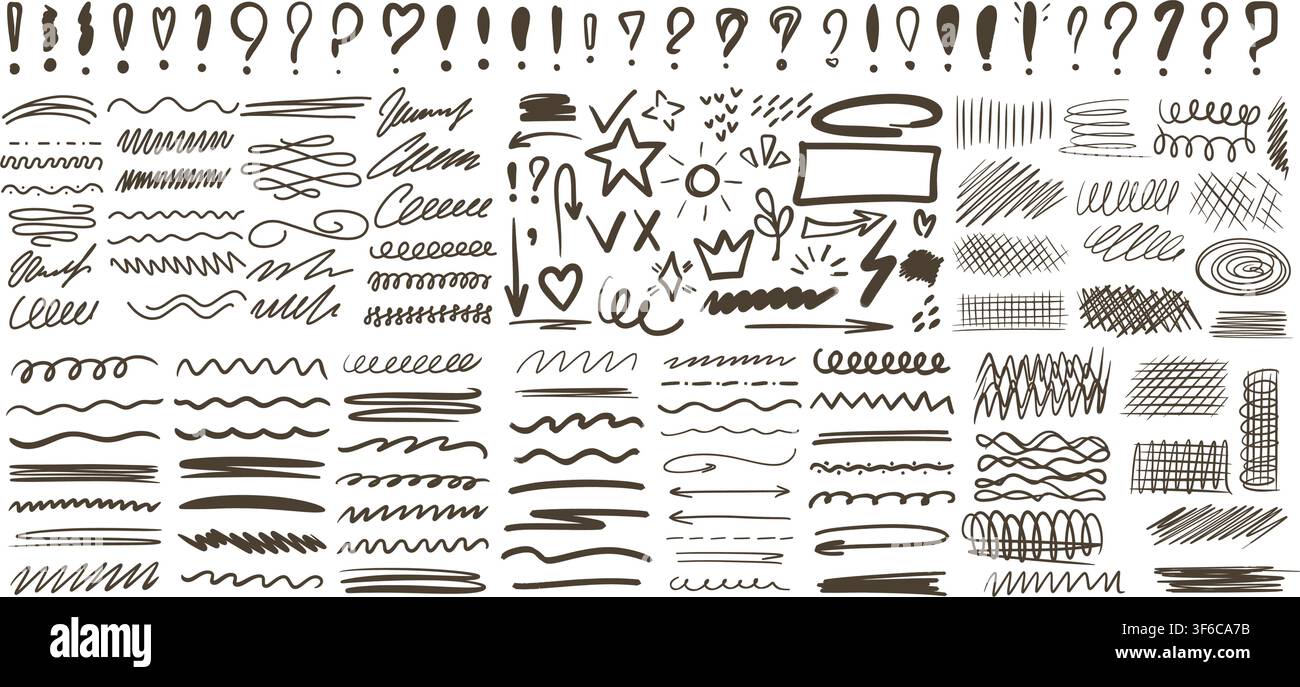Large set hand-drawn elements for design Stock Vector