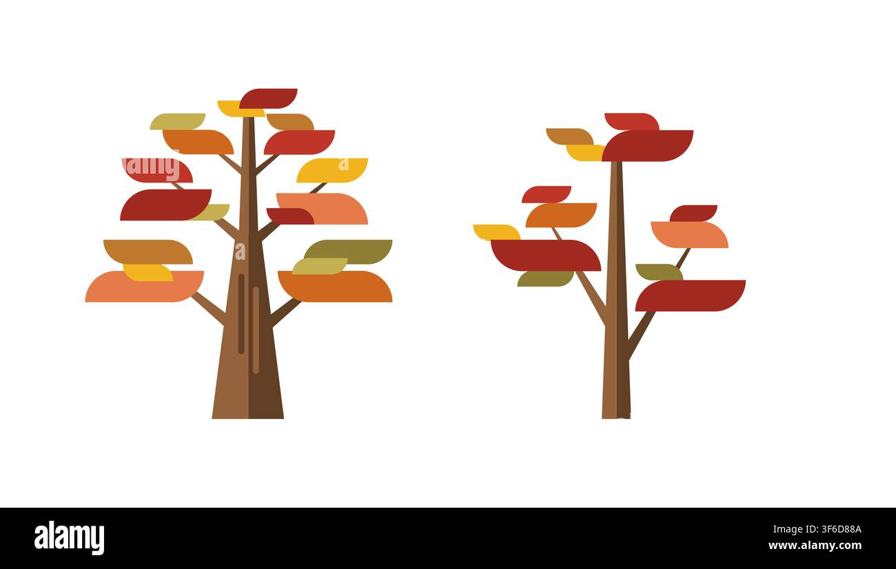 Layered Tiered Triangular Autumn Pine Trees Design with Gradient Colors Stock Vector