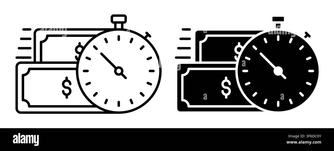 Linear icon. Time to make money. Simple vector isolated on white background Stock Vector