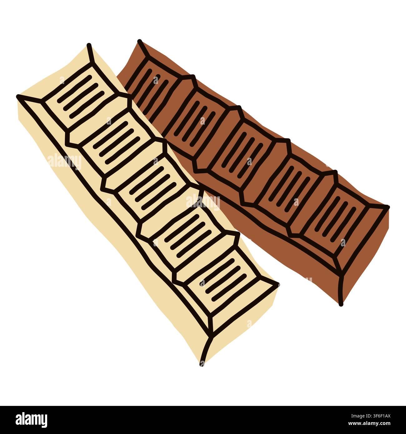 White and milk chocolate bars isolated vector illustration Stock Vector