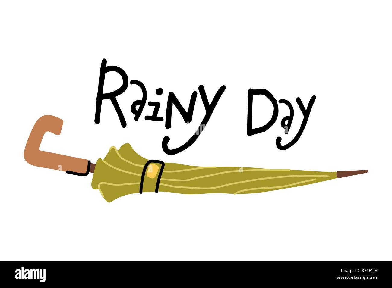 Closed green umbrella cane vector illustration Stock Vector