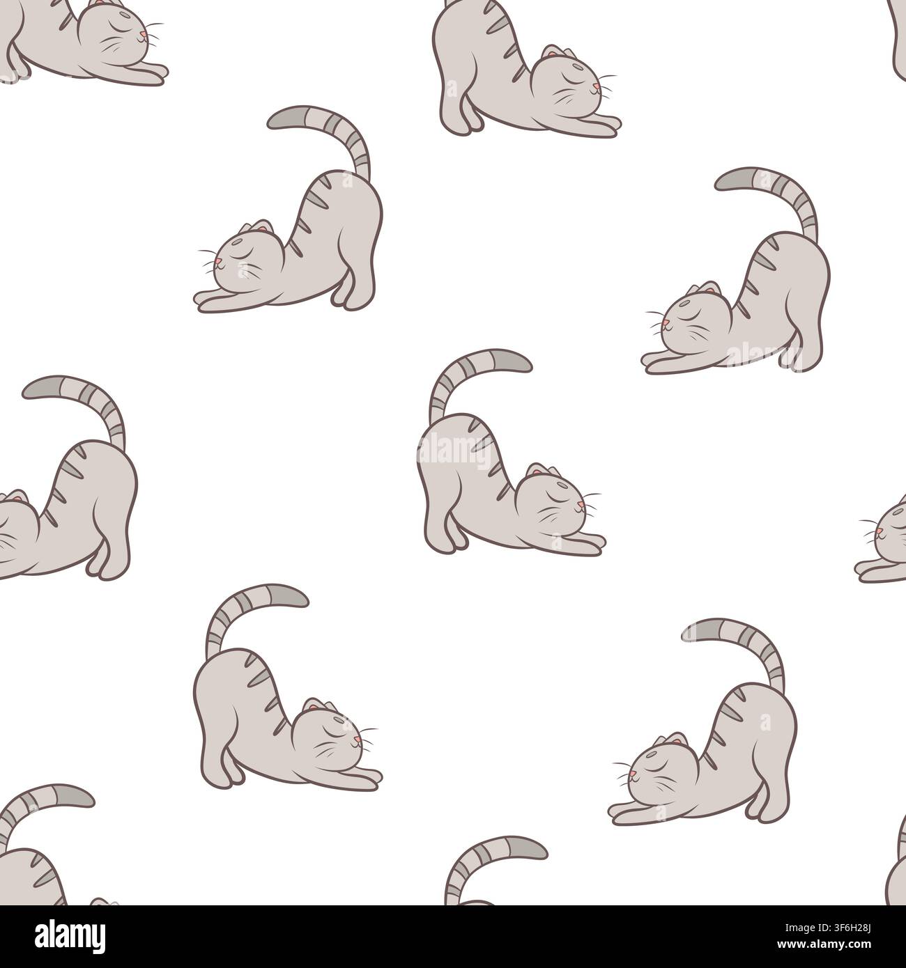 Vector seamless pattern with playful tabby cats Stock Vector