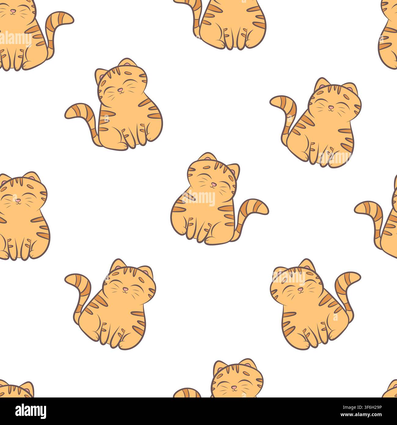 Vector seamless pattern with cute ginger cats Stock Vector