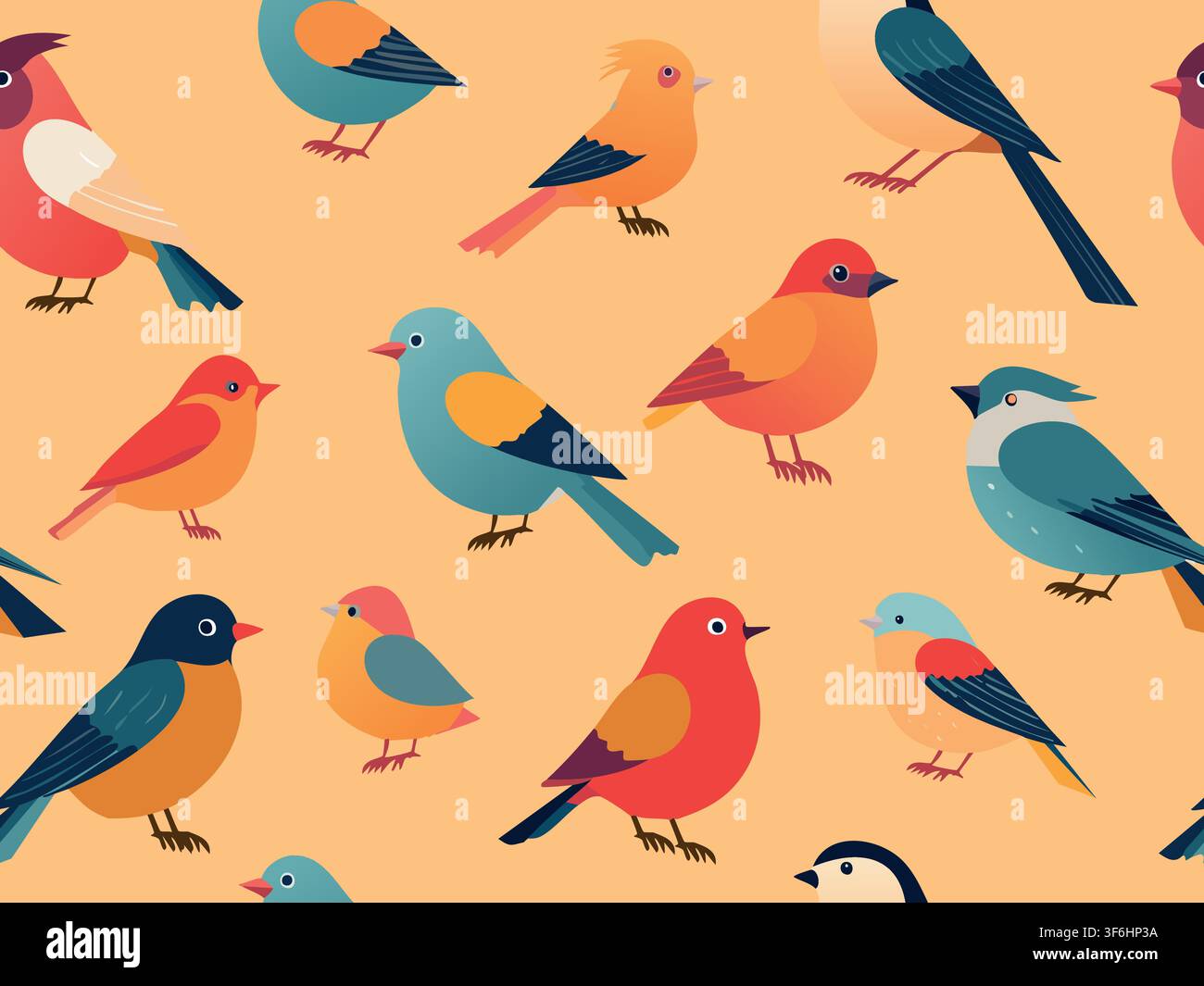 Vector cute colorful birds seamless pattern. Wallpapers Stock Vector