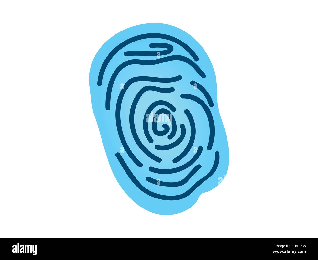 Blue Fingerprint Illustration with Spiral Ridge Pattern Stock Vector