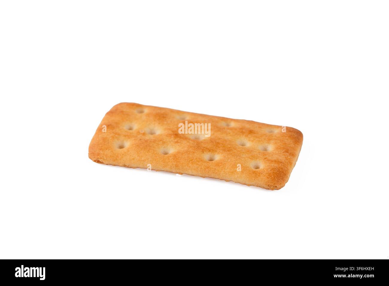 Pile of rectangular salty crackers isolated on white background Stock Photo