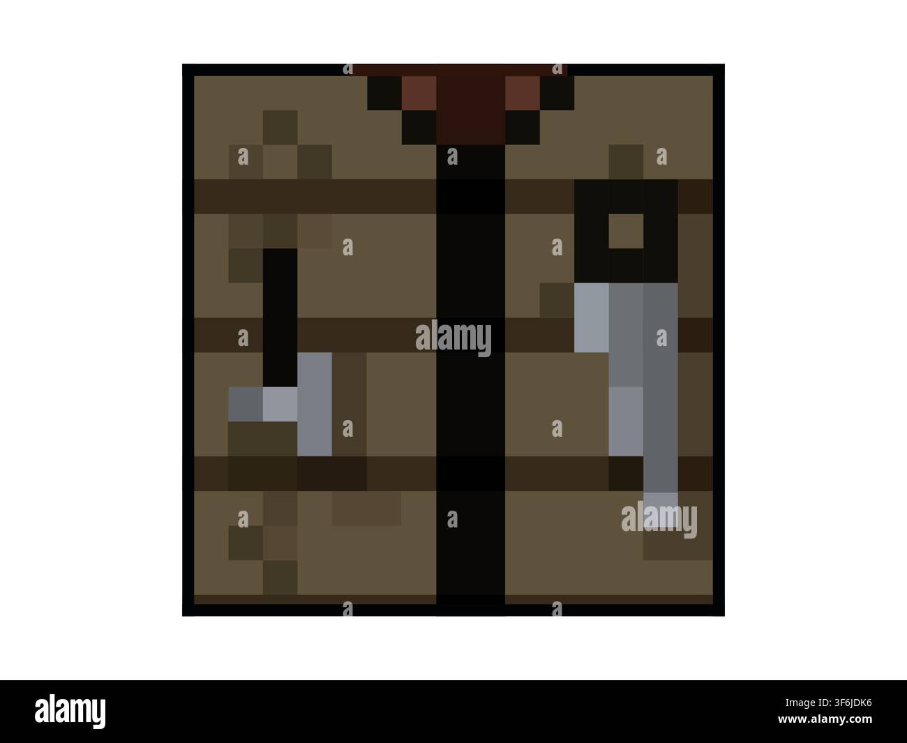 Pixel minecraft crafting table block on white background Stock Vector