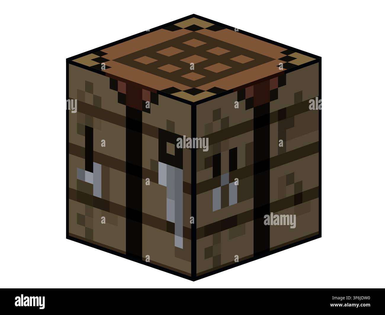 Pixel minecraft crafting 3D table block Stock Vector