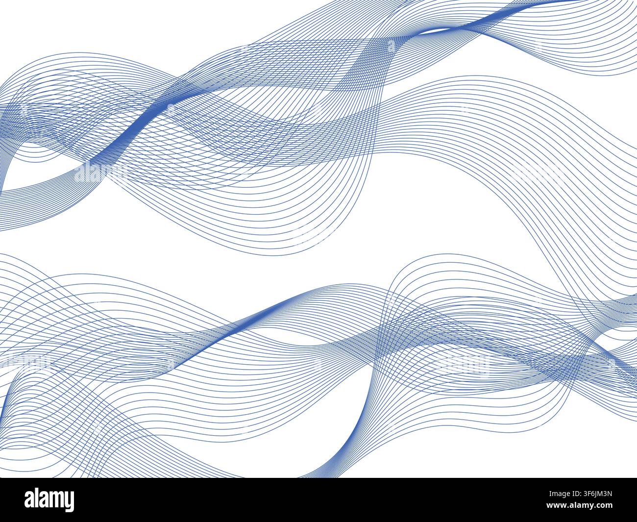 Blue Wavy Lines Isolated on White Abstract Background Design Stock Vector