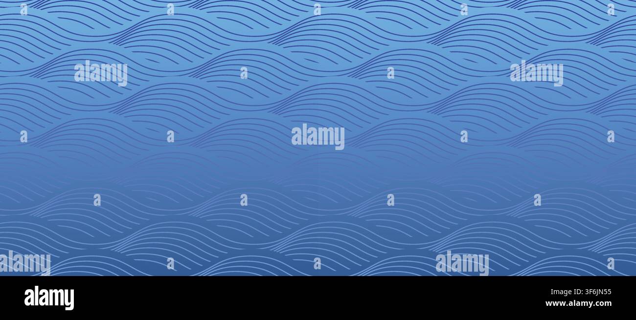 Seamless Japanese Wave Blue Pattern Stock Vector