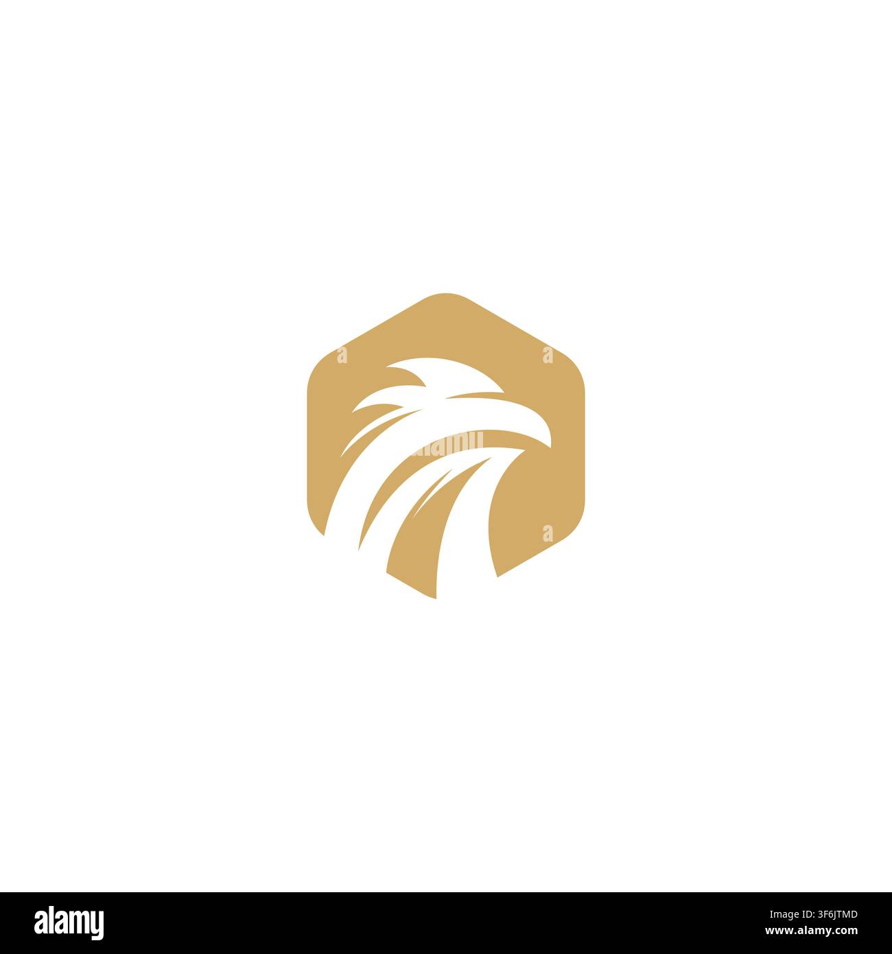 Golden eagle logo design with hexagon Stock Vector