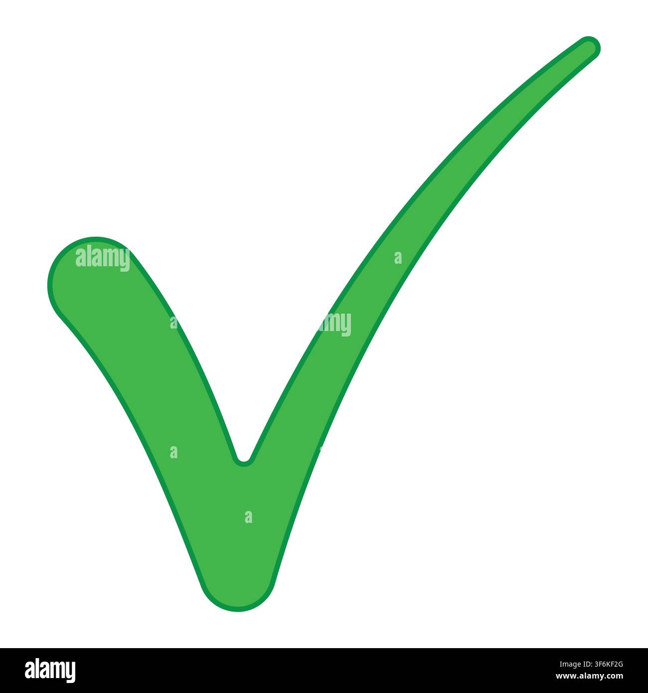 Large green confirmation check mark icon with outlined approval indicator Stock Vector