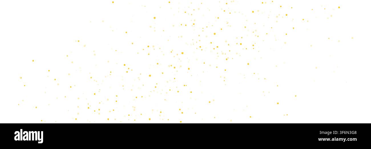 Gold glitter trail on white background. Sparkling confetti particles. Elegant luxury shimmer effect for festive decoration, banner or wedding Stock Vector