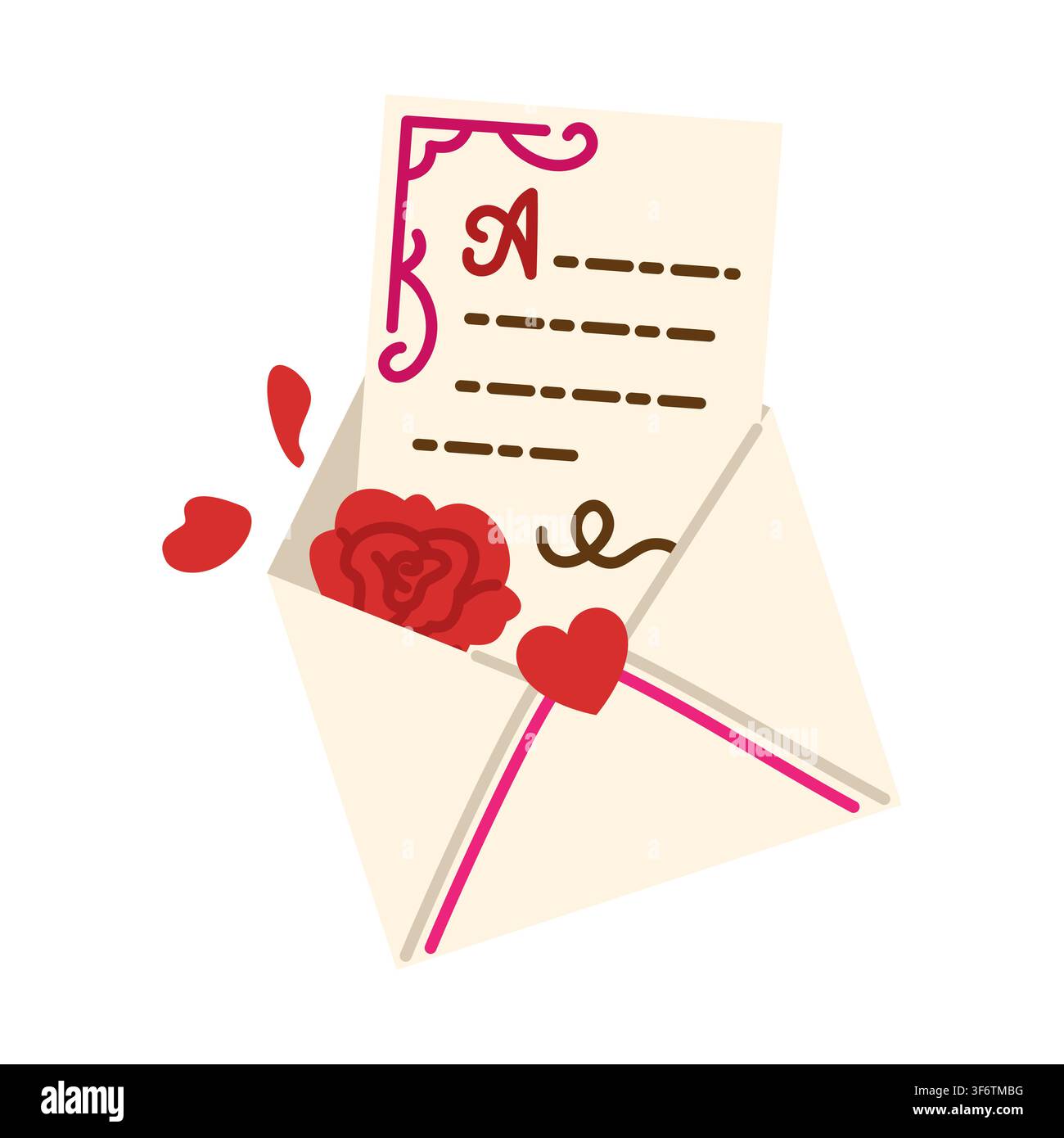 Love Letter in Envelope Flat Vector Stock Vector