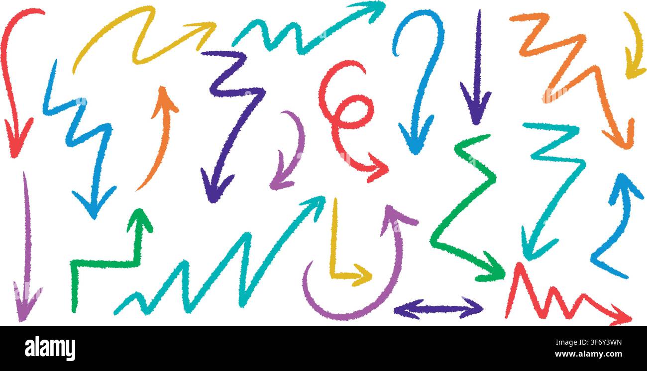Abstract colorful arrows for notes, journaling and presentation design Stock Vector