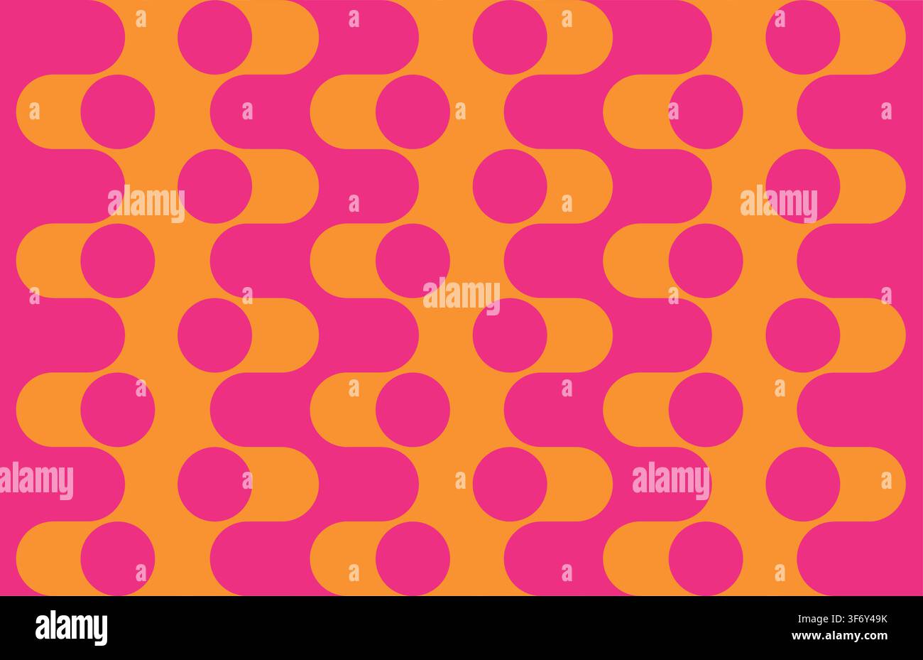 Seamless vector pattern with curved lines on orange background. Simple retro wallpaper design. Decorative wavy fashion textile. Stock Vector