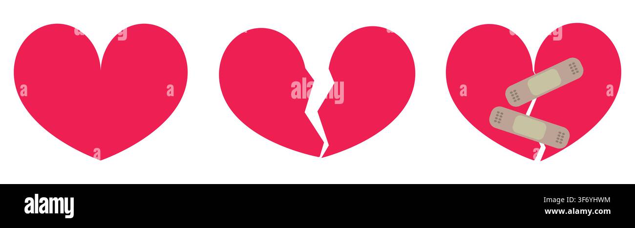 Vector redhearts set. Hand drawn. Stock Vector