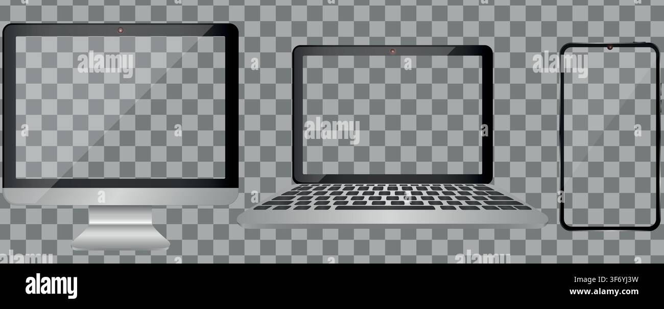Realistic set computer. Device screen mockup collection. Realistic mock up computer with shadow - stock vector. Stock Vector