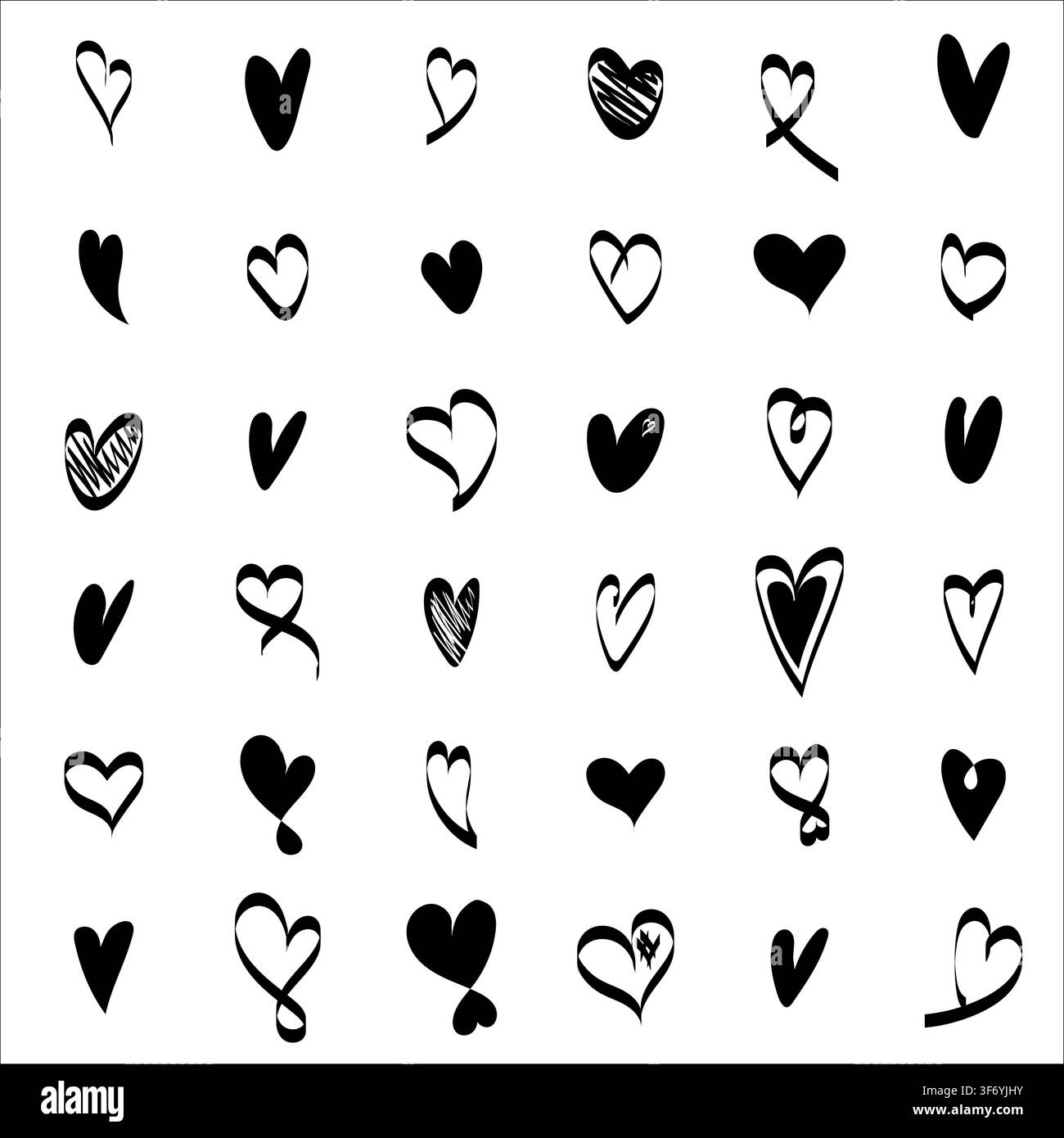 Vector redhearts set. Hand drawn. Stock Vector