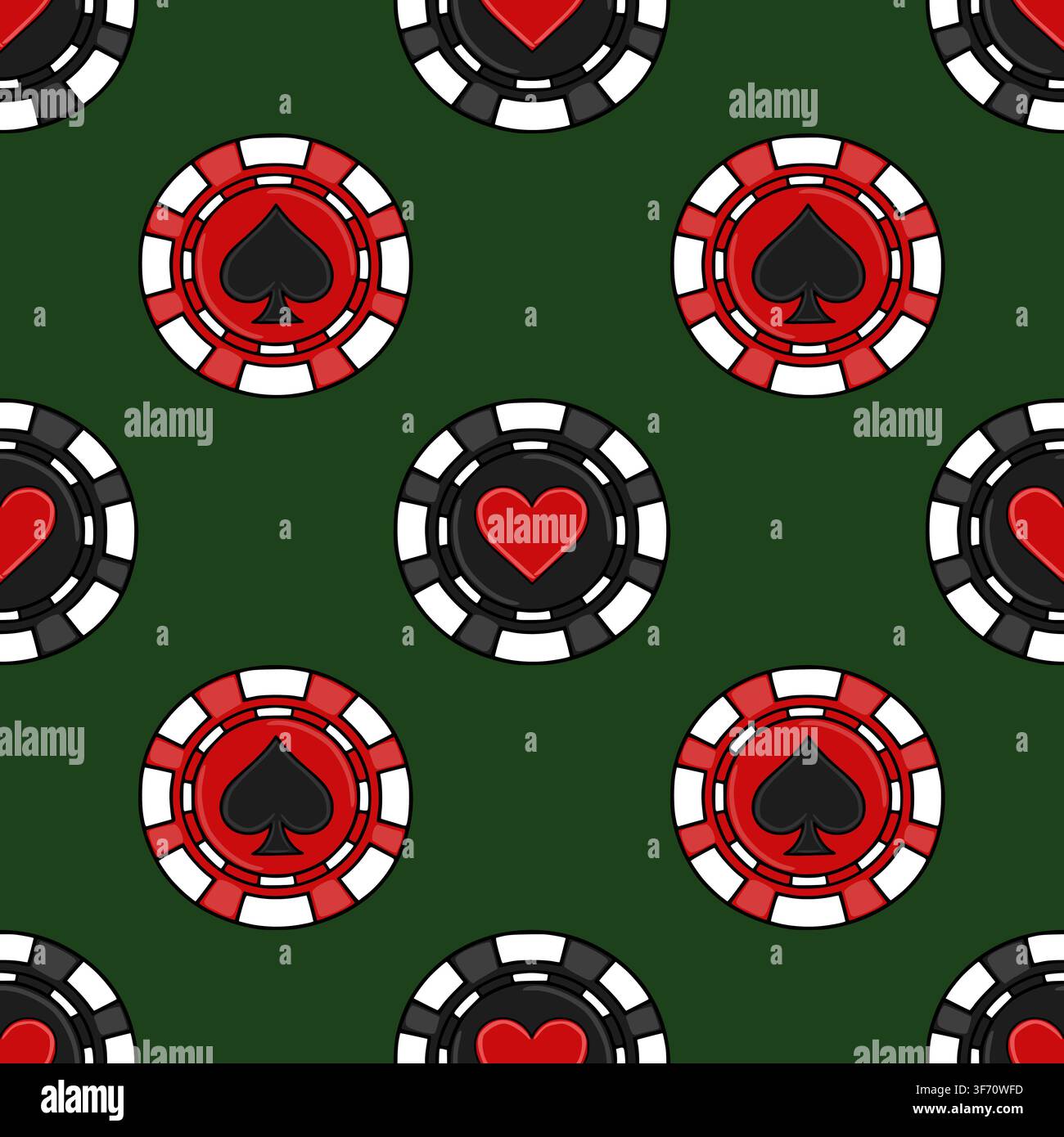 Seamless pattern with red and black casino chips vector illustration Stock Vector