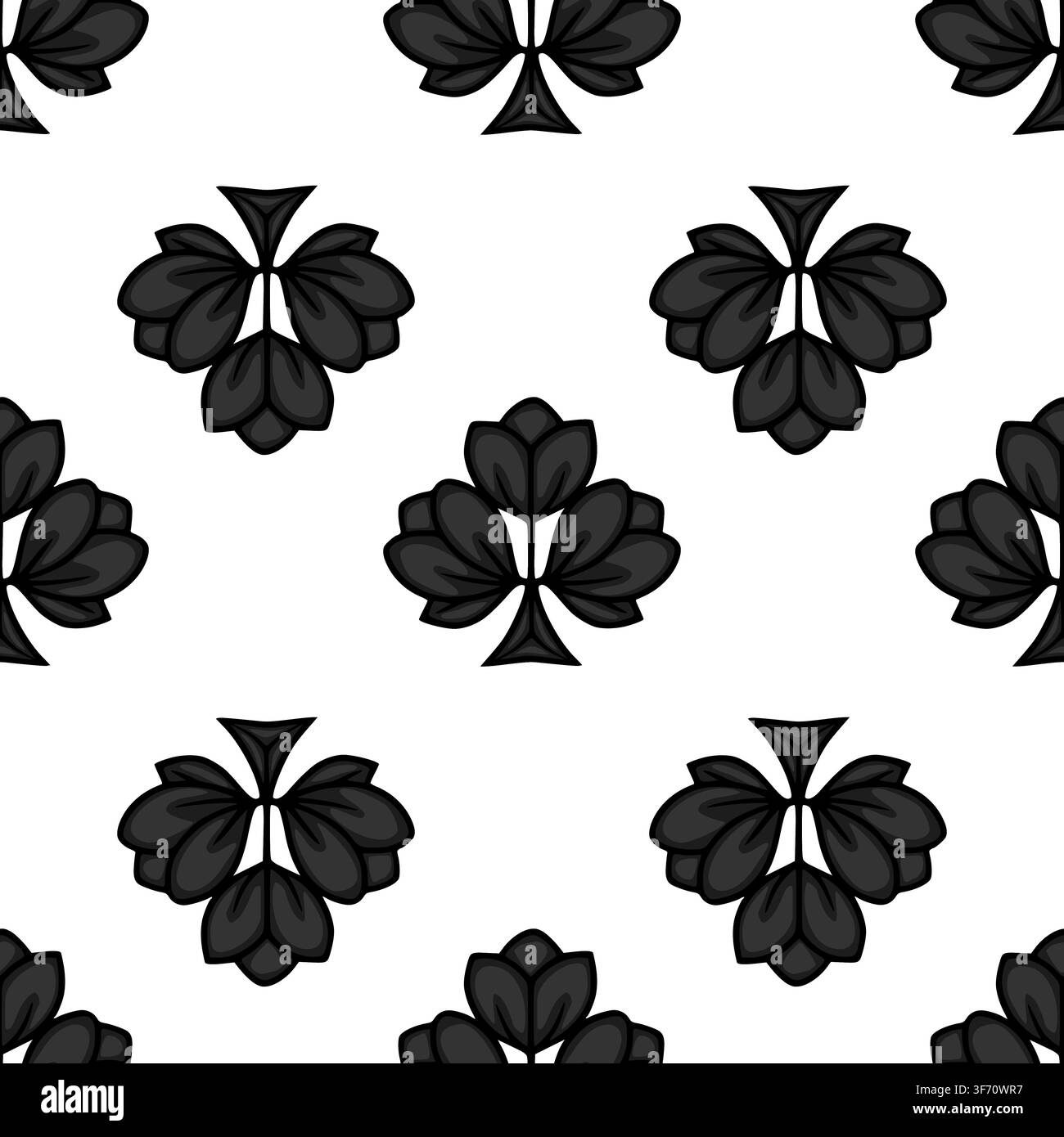 Seamless pattern with stylized black clover suit vector illustration Stock Vector