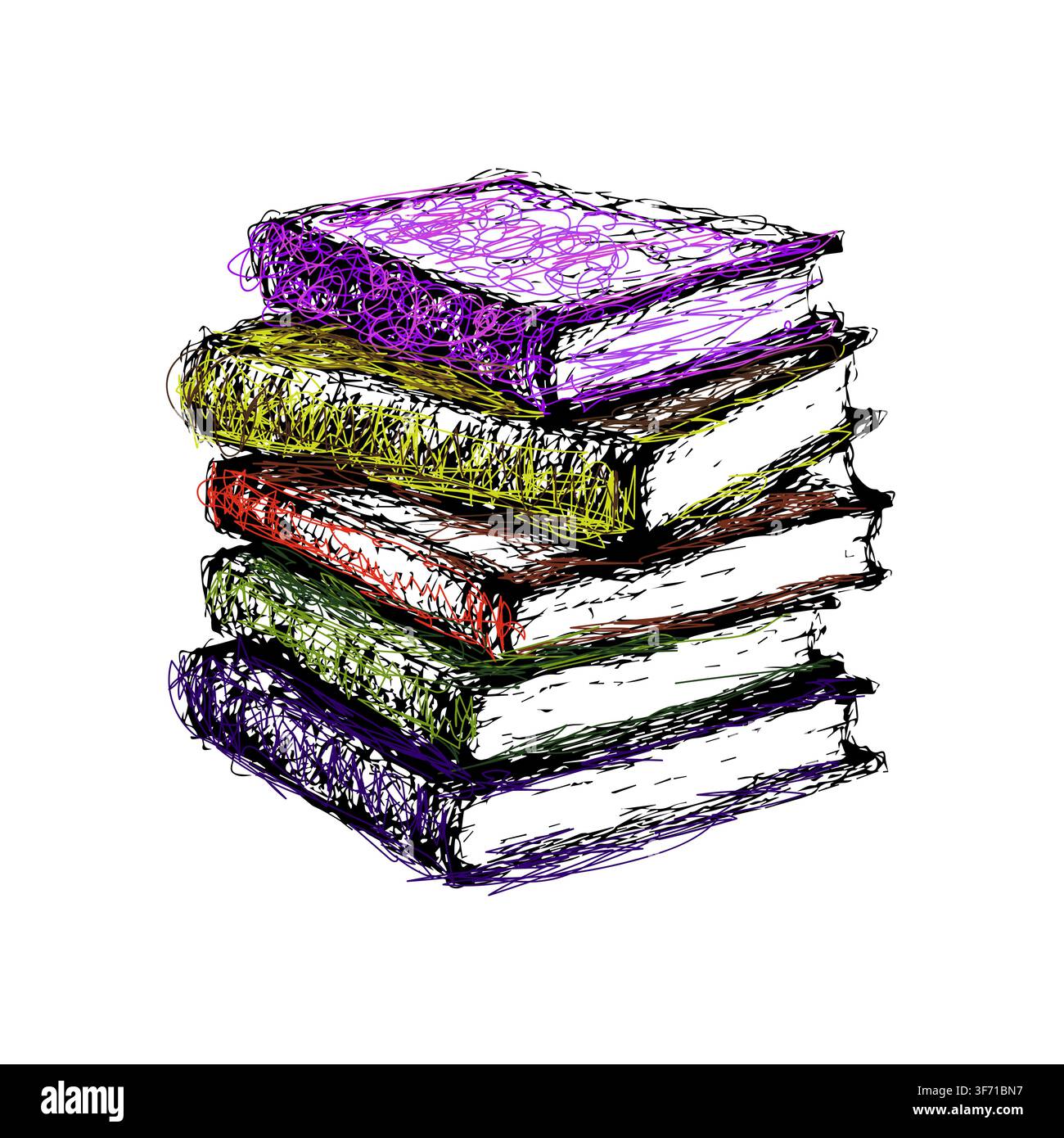 A stack of books Hand drawn. Not AI, vector illustration. Stock Vector