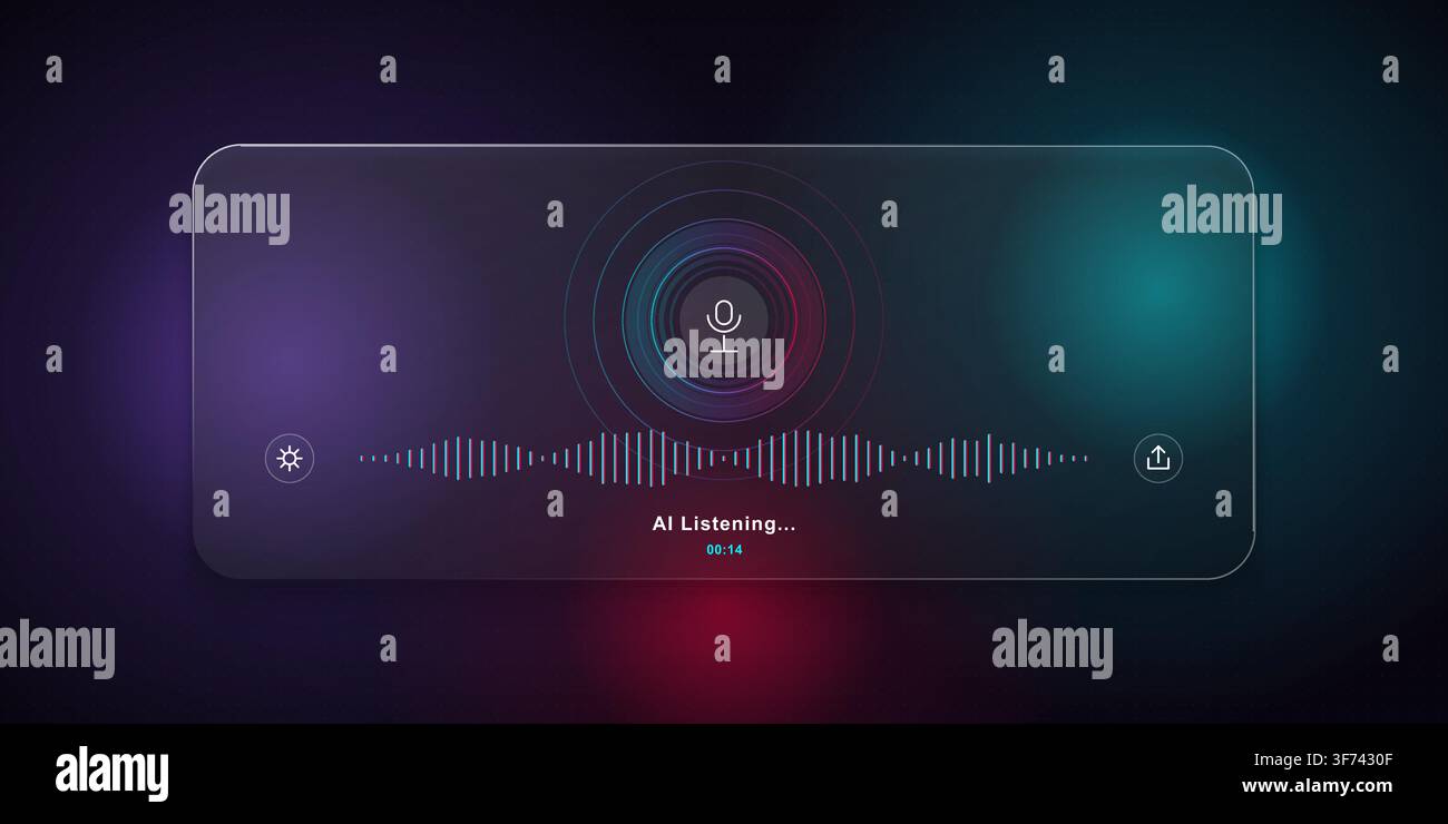 Ai voice assistant listening interface with sound wave visualization Stock Vector