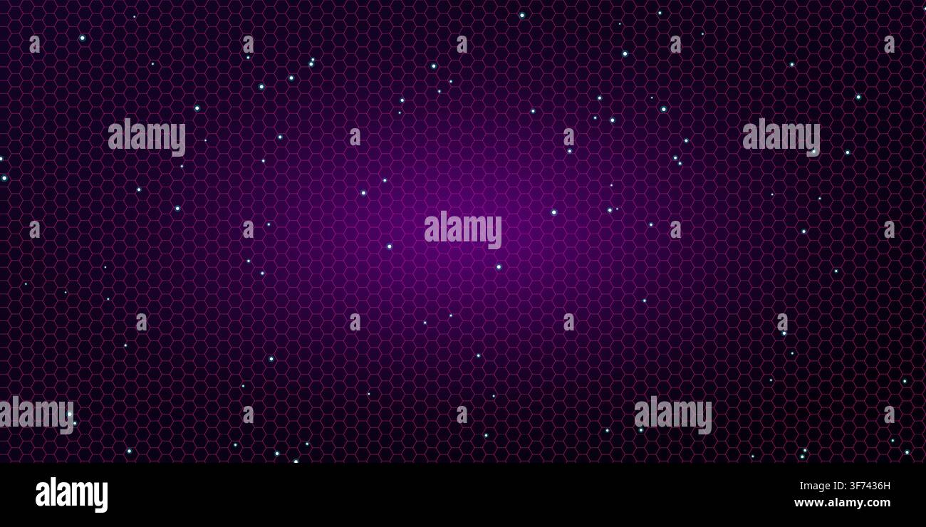 Abstract hexagonal pattern background with floating particles Stock Vector